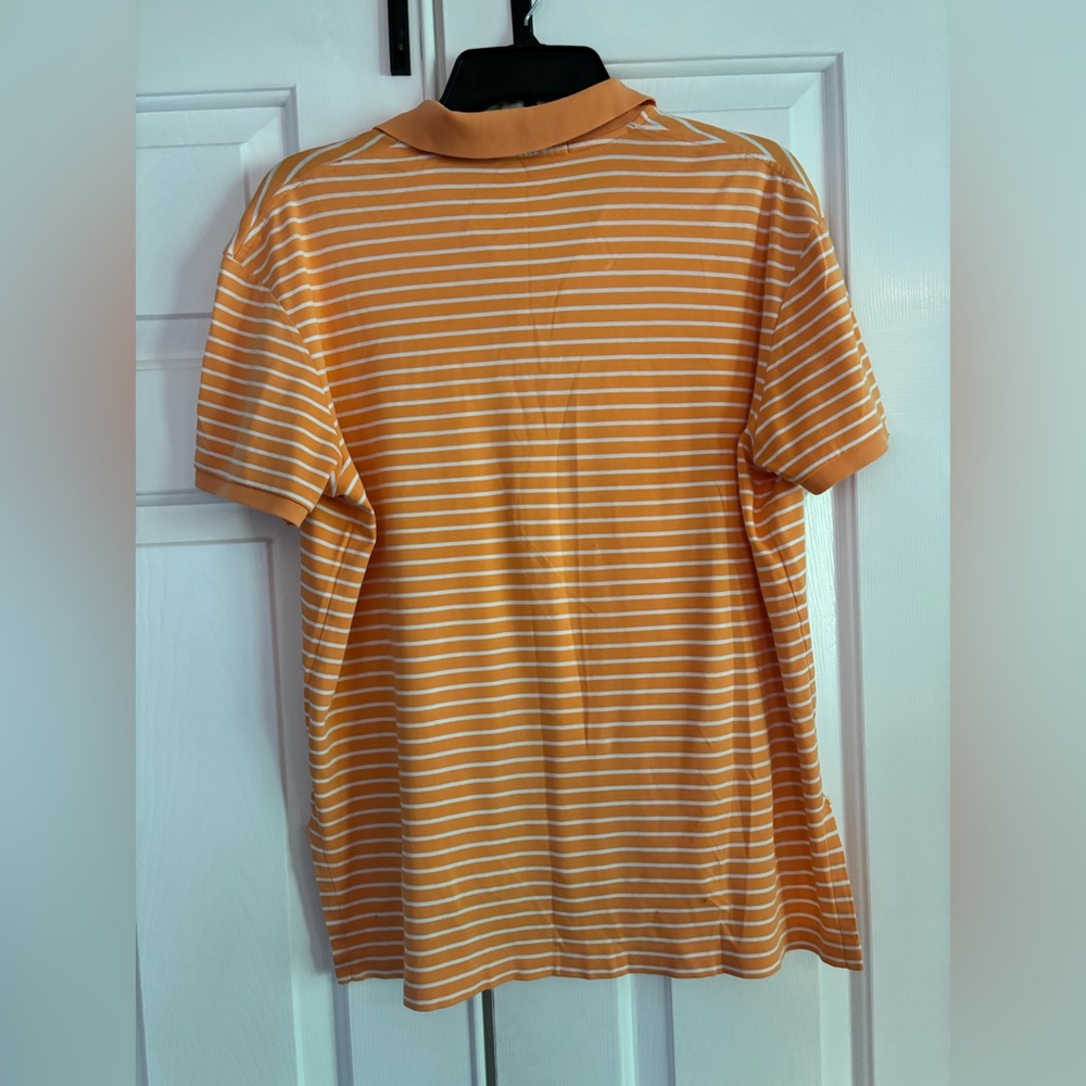 Polo Orange/White Striped Short Sleeve Polo Shirt -size Medium - Picture 2 of 12